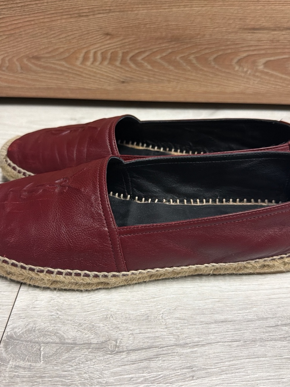 Saint Laurent Deep Red Leather Espadrille Flats - Picture 4 of 4